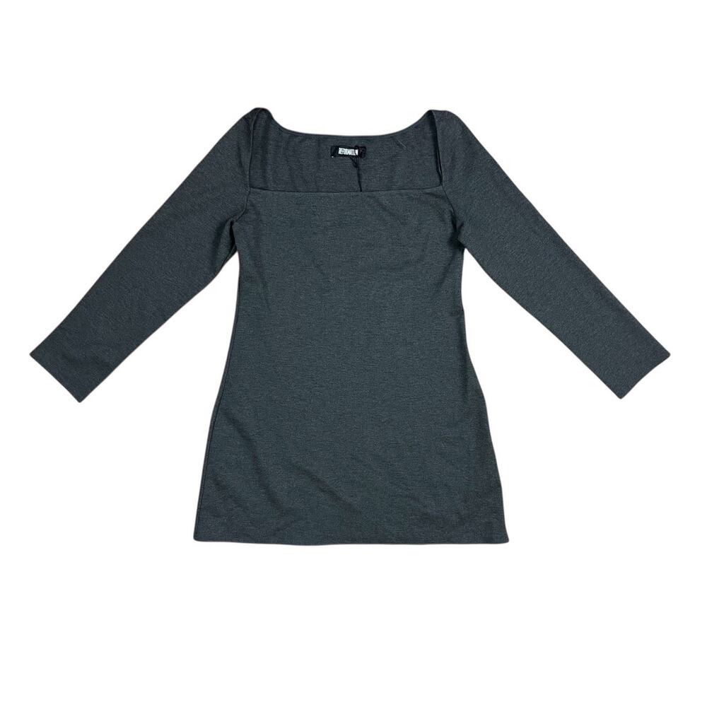 Reformation Emerson Gray Mini Dress Long Sleeve Date Night Clean Girl Sz XL NWT